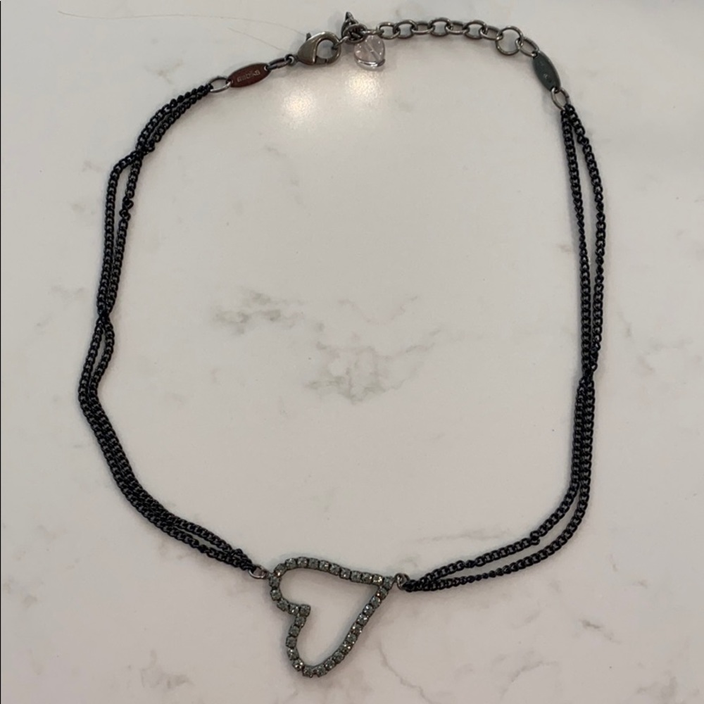 Sabika Black Crystal Heart Choker Necklace